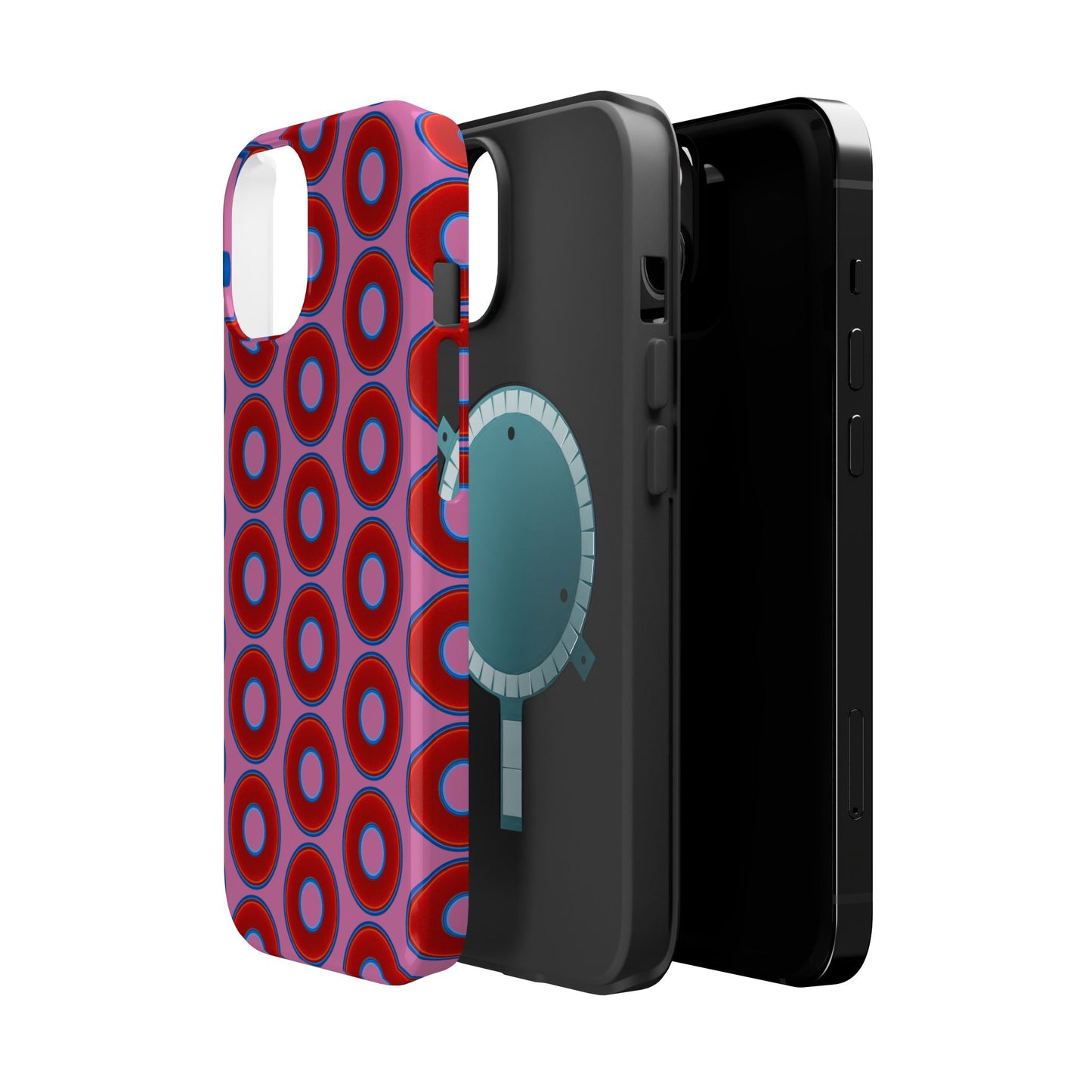 Magnetic Tough Donut Case - red vivid donut print w/pink background