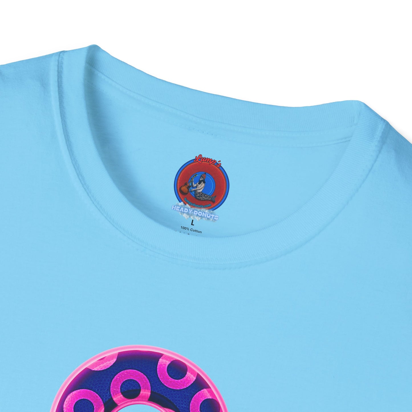 Plain Donuts/Unisex Soft-Style - "Plain Rustic Paradoxical Donuts" - hot pink/dark blue donuts
