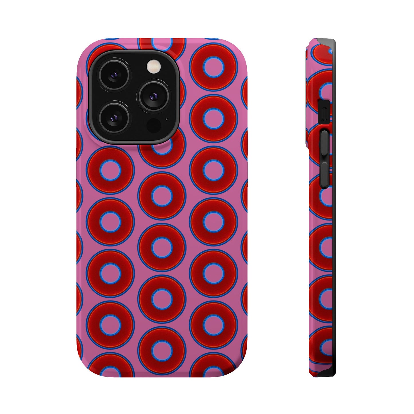 Magnetic Tough Donut Case - red vivid donut print w/pink background
