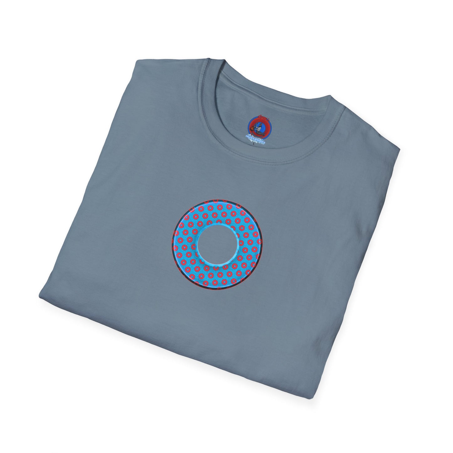 Plain Donuts/Unisex Soft-Style - "Plain Electric Paradoxical Donuts" - light blue/red donuts