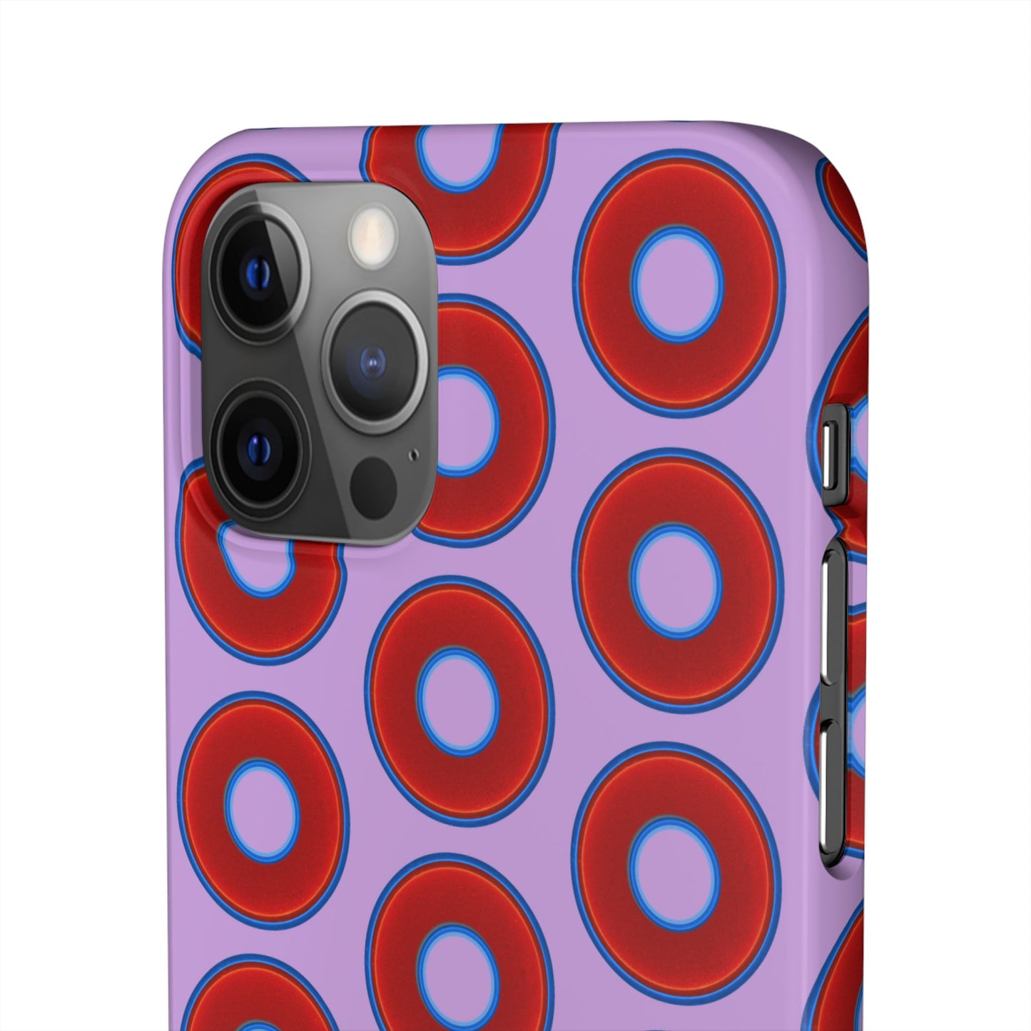 Lumpy Donut Snap Case - red vivid donut print w/wisteria purple background