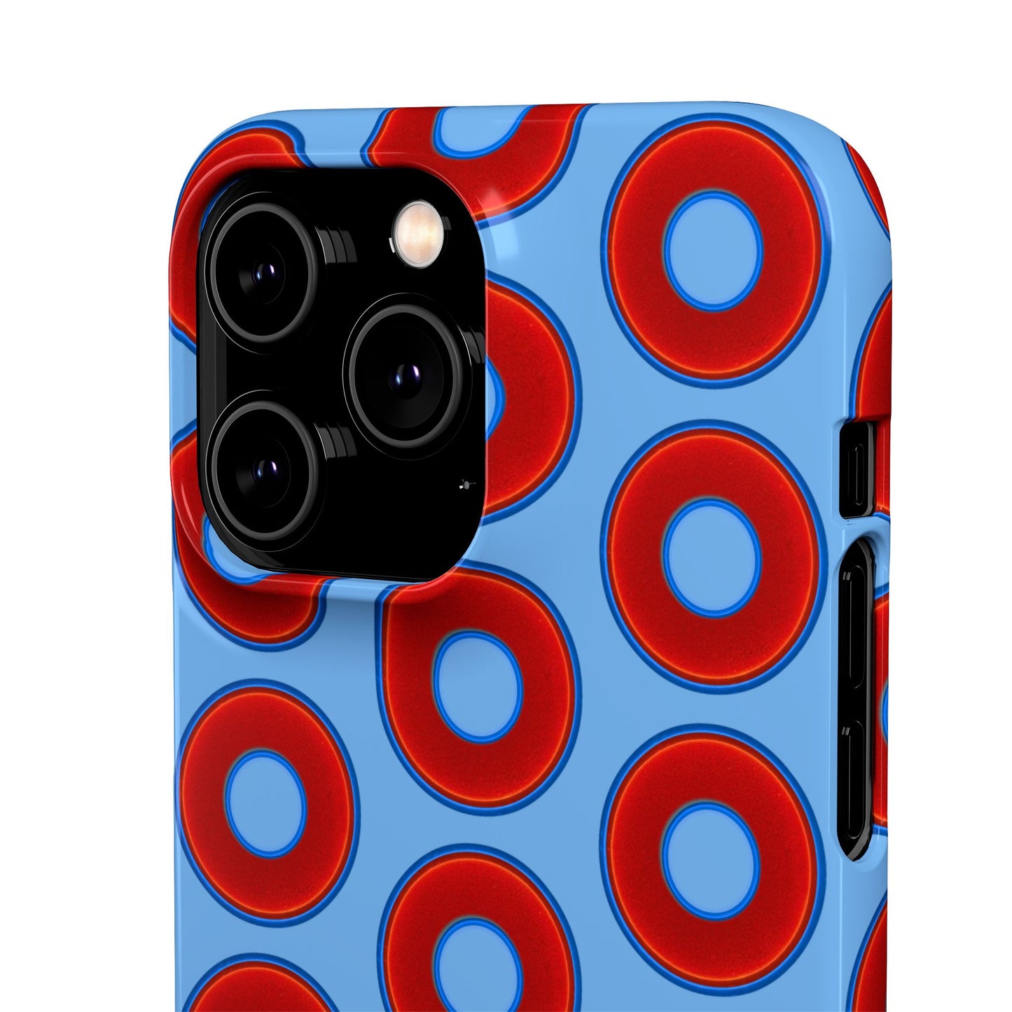 Lumpy Donut Snap Case - red vivid donut print w/light blue background