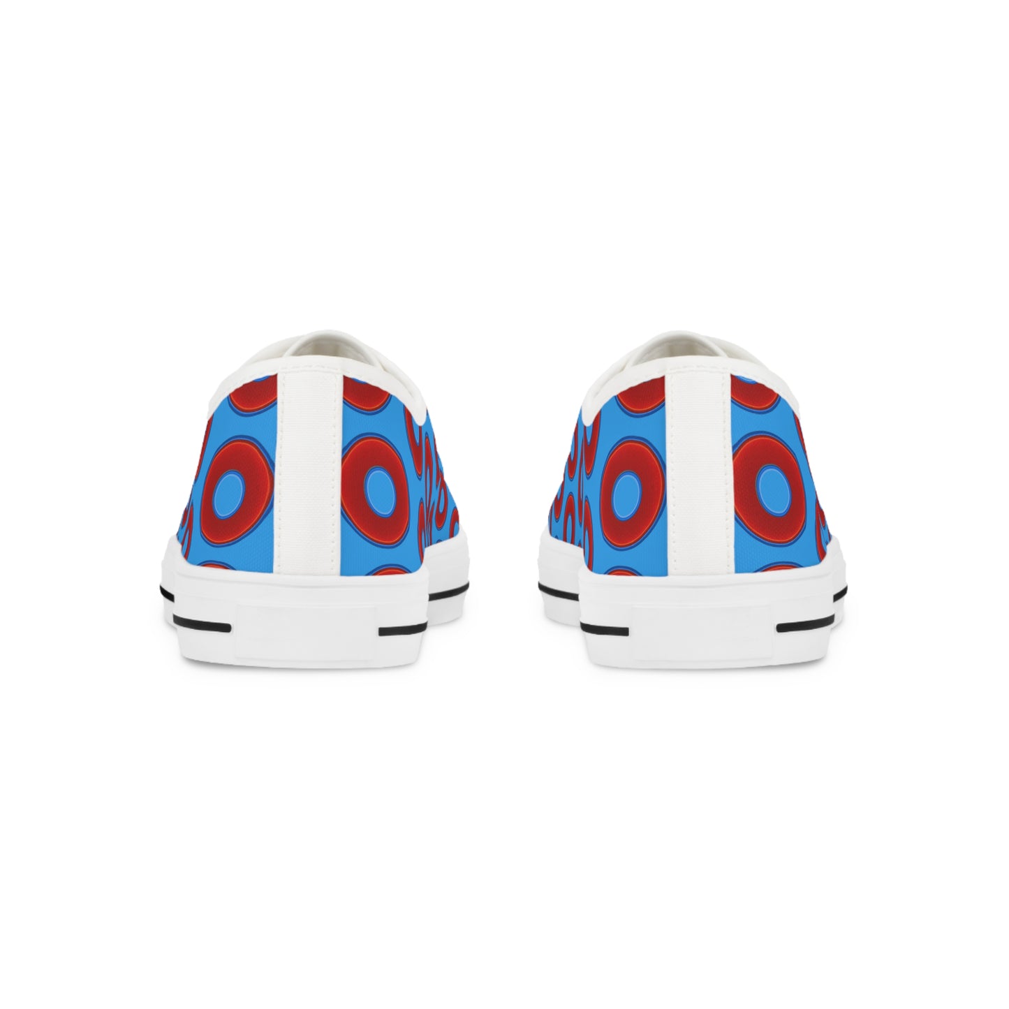 Men's - Low Top Chuck Taylors - large vivid red donut print w/sky royal blue background