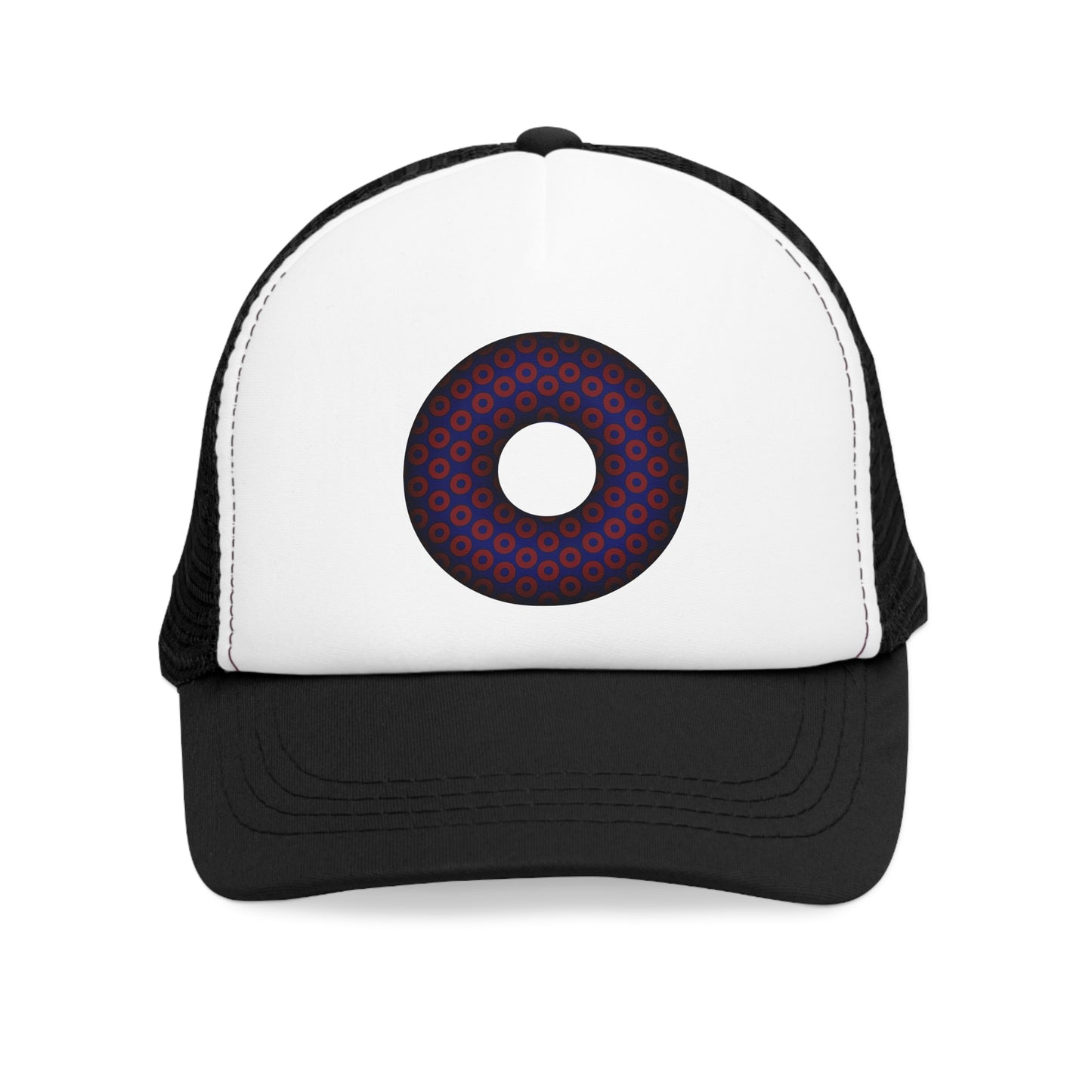 Lumpy Trucker Hat - "Paradoxical Donut - variant 5 - traditional print - red/blue