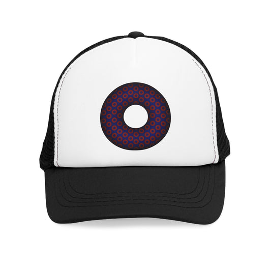 Lumpy Trucker Hat - "Paradoxical Donut - variant 5 - traditional print - red/blue