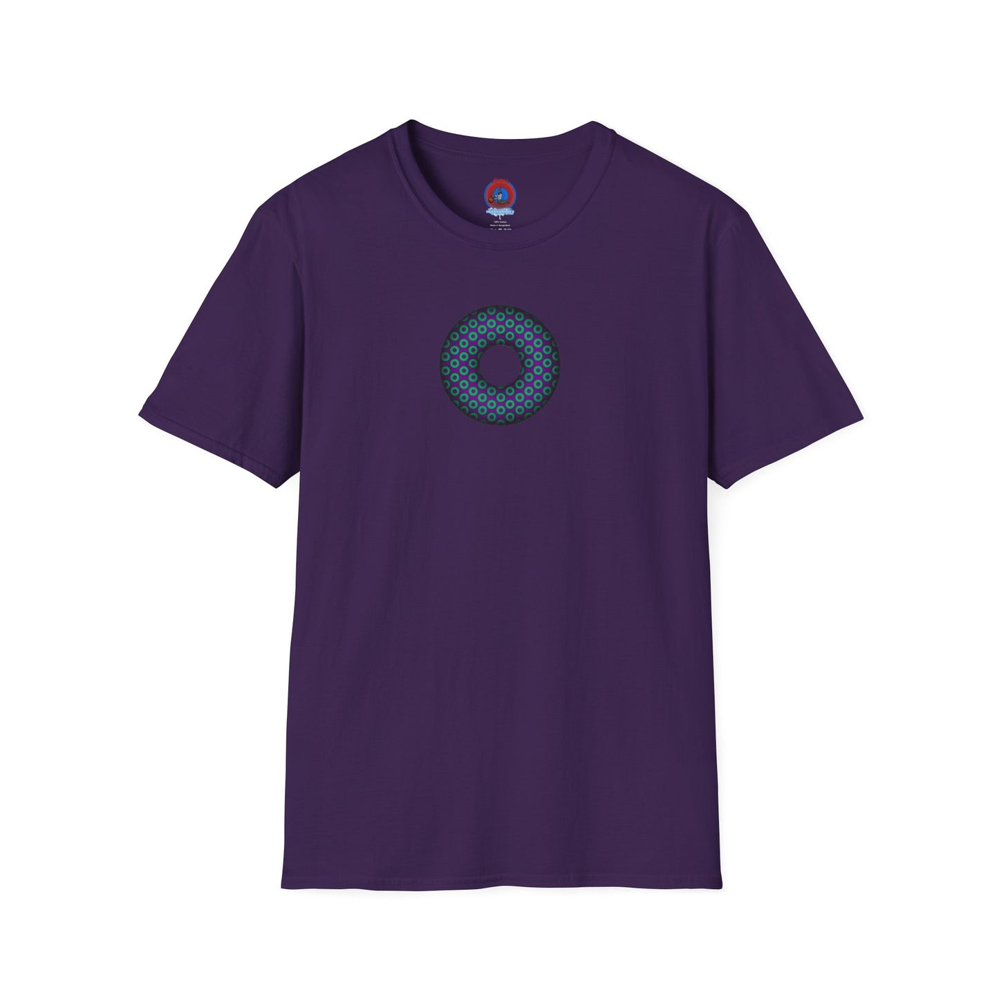 Plain Donuts/Unisex Soft-Style - "Plain Paradoxical Grided Donuts" - green/purple donuts