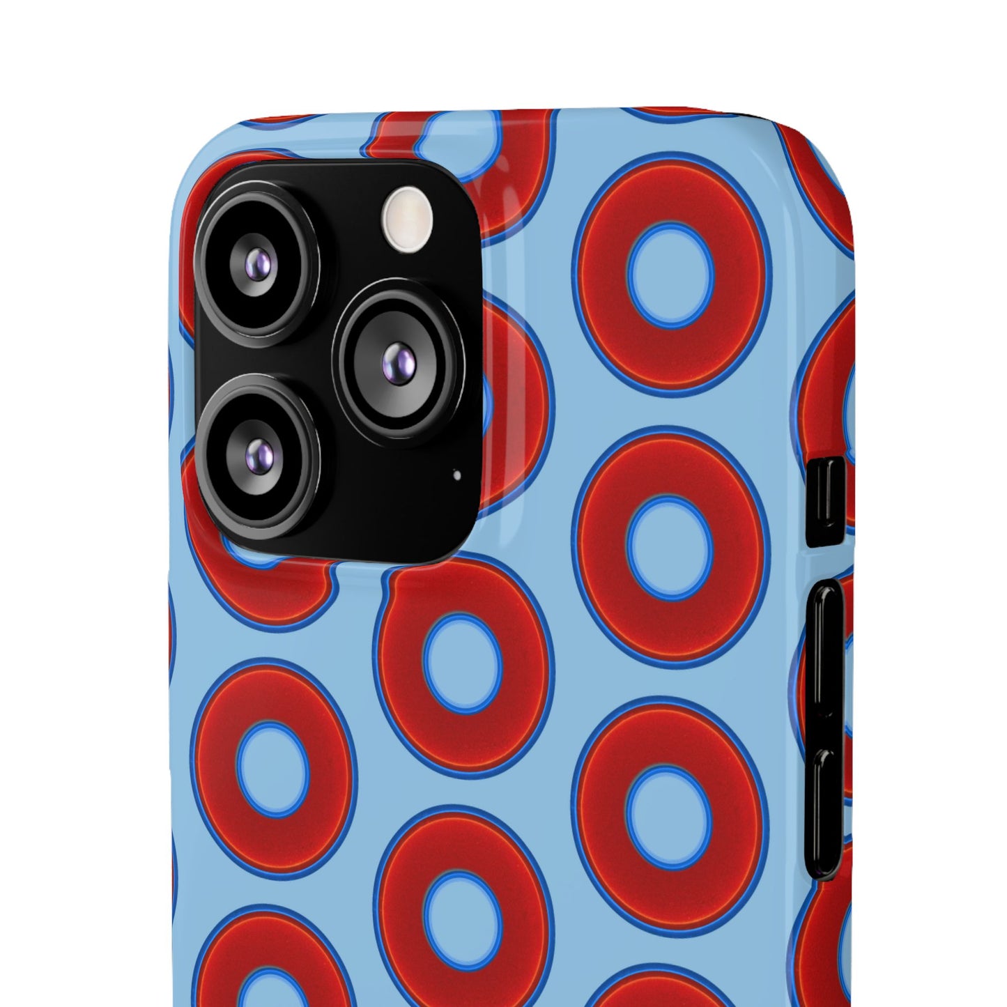 Lumpy Donut Snap Case - red vivid donut print w/sky blue background