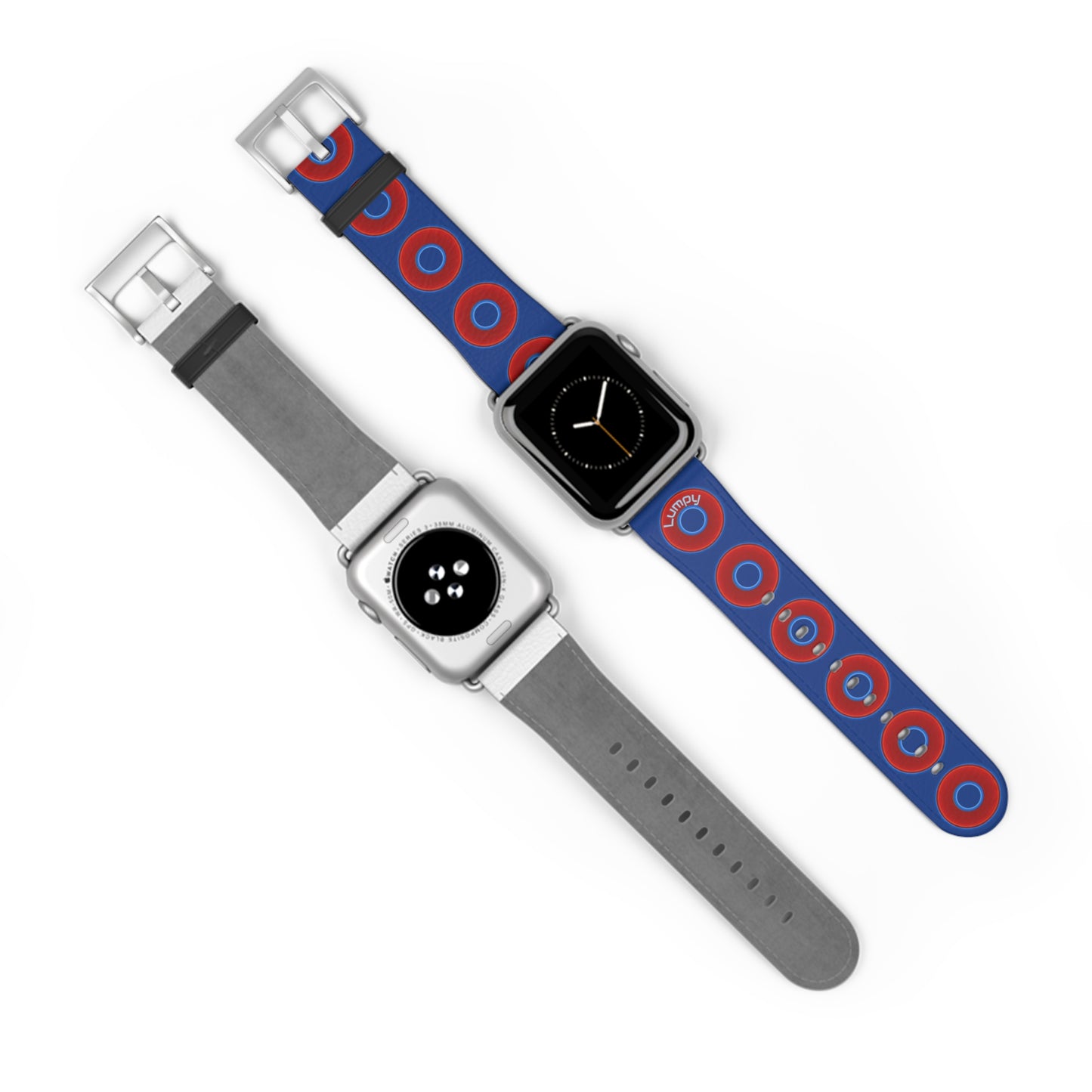 Lumpy Donut Wristband - compatible w/apple watch - red vivid donuts w/dark blue background