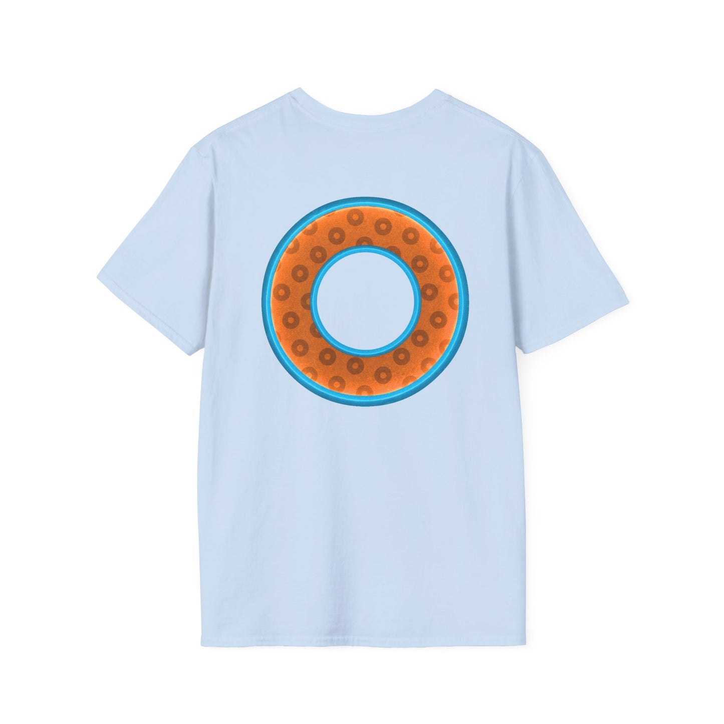 Plain Donuts/Unisex Soft-Style - "Plain Wide Mouthed Paradoxical Donuts" - orange/aquamarine blue donuts