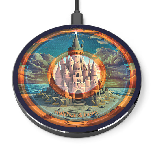 The Flow - Wireless Lumpy Donut Chargers - "The Wireless Donut Charger that Tides Never Reach" - rustic orange/blue pic donut w/midnight blue background - variant 2