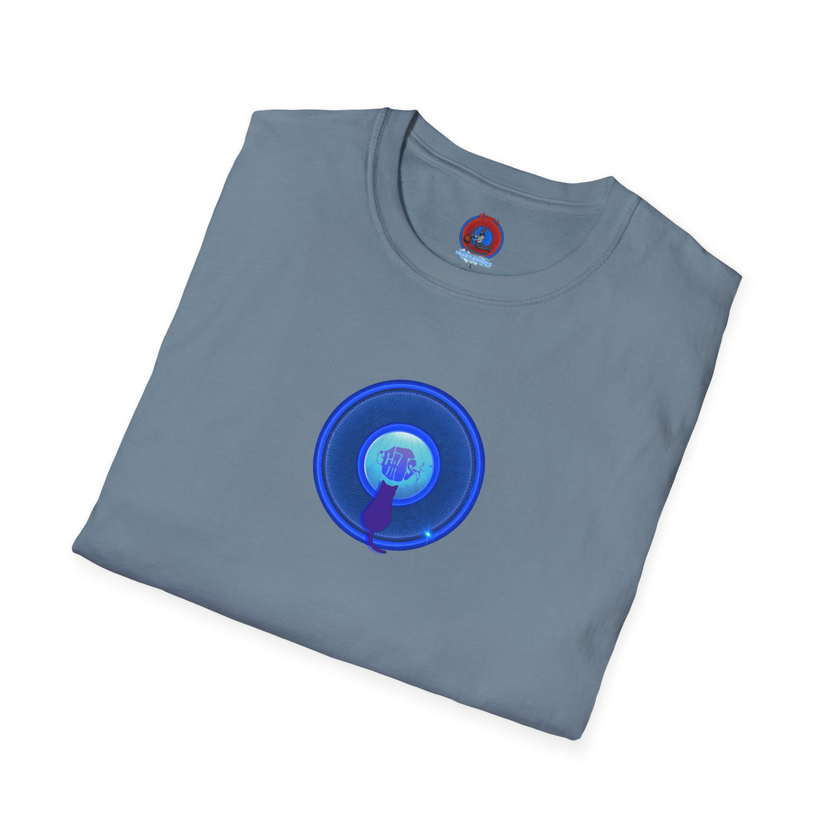 Classic Donut Tee - Unisex Soft-Style - "Cats: The Donut" - rustic blue/blue donut - variant 2