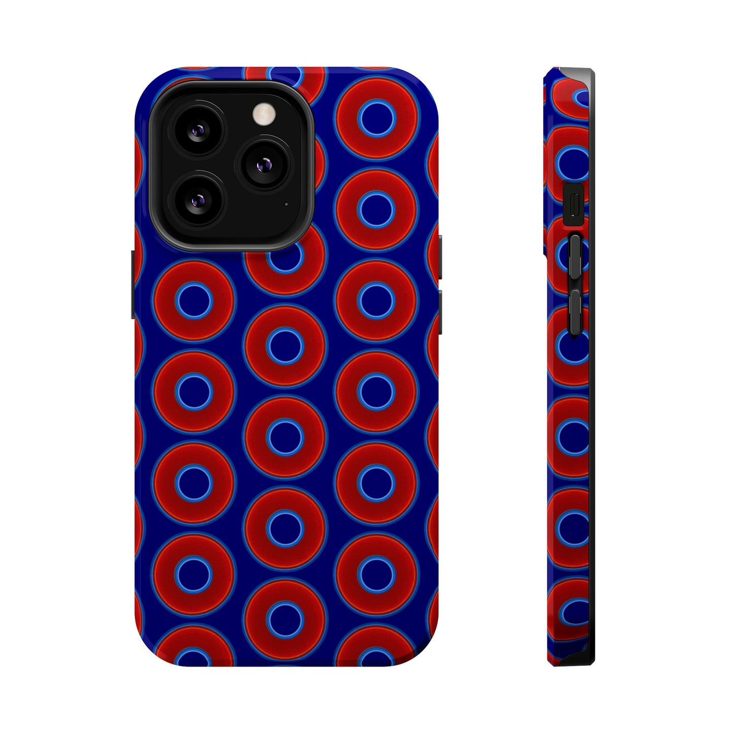 Magnetic Tough Donut Case - red vivid donut print w/vivid navy blue background