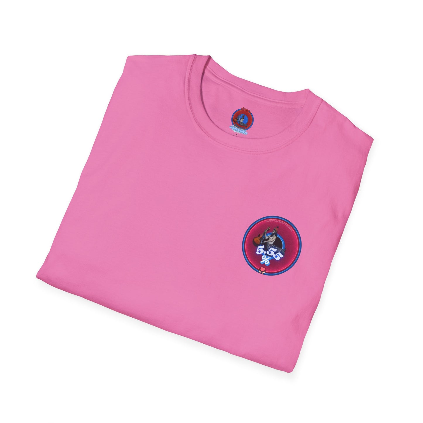 Classic Donut Tee - Unisex Soft-Style - "The 5.55% Donut" - vivid magenta donut - [*charitable print - 5.55% of profit to General Fund]