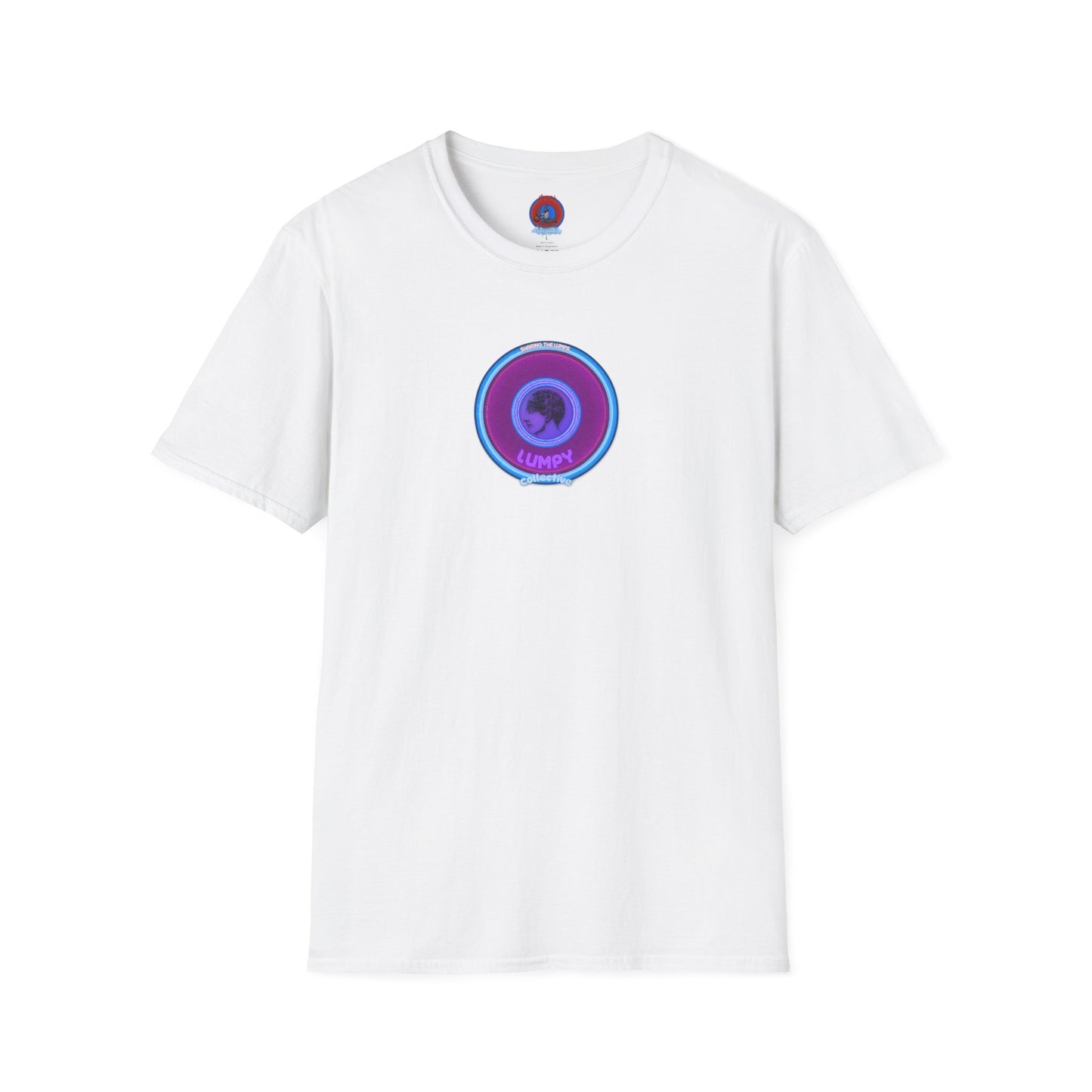 Classic Donut Tee - Unisex Soft-Style - "Lumpy Collective Donut" - rustic purple/light blue lumpy donut - variant 2