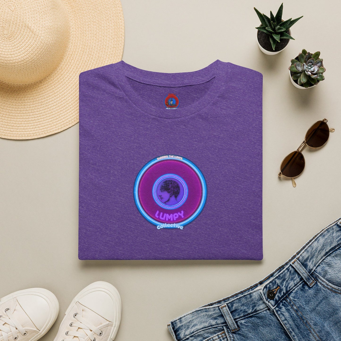 Classic Donut Tee - Unisex Soft-Style - "Lumpy Collective Donut" - rustic purple/light blue lumpy donut - variant 2