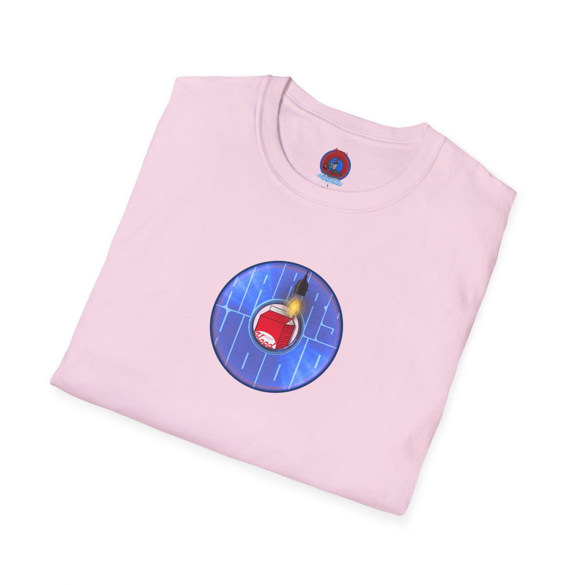Classic Donut Tee - Unisex Soft-Style - "Harry Left His Donut Shirt" - series 1.0  - variant 4 - purple/blue donut - w/milk & light on