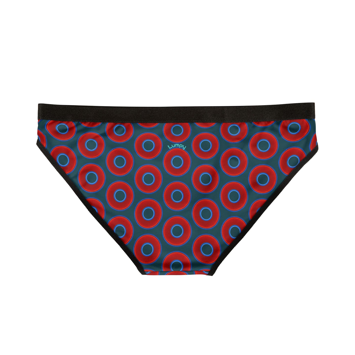 Lumpy Donut Underwear - vivid red donut print w/midnight teal green background