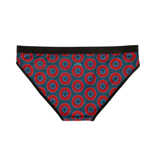 Lumpy Donut Underwear - vivid red donut print w/midnight teal green background