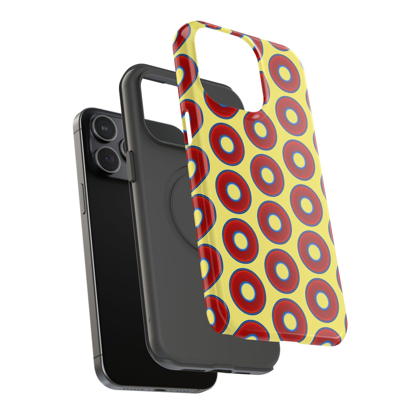 Impact-Resistant Lumpy Donut Case - red vivid donut print w/yellow background