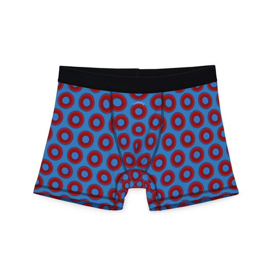 Men's Donut Boxers - red vivid donuts w/light steel blue background
