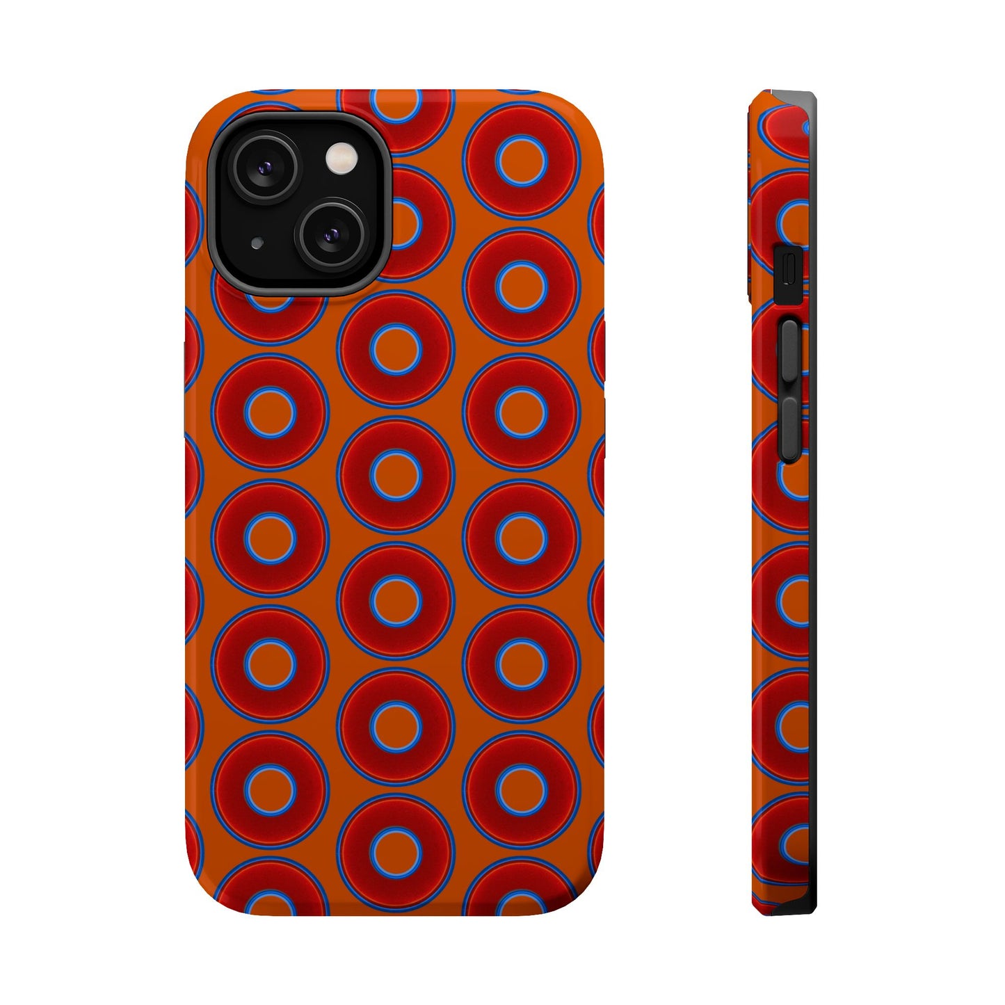 Magnetic Tough Donut Case - red vivid donut print w/dark orange background