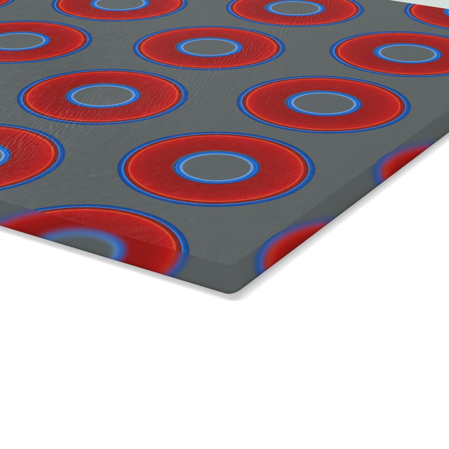 My Friend's Cutting Board - vivid red donuts w/dark gray background