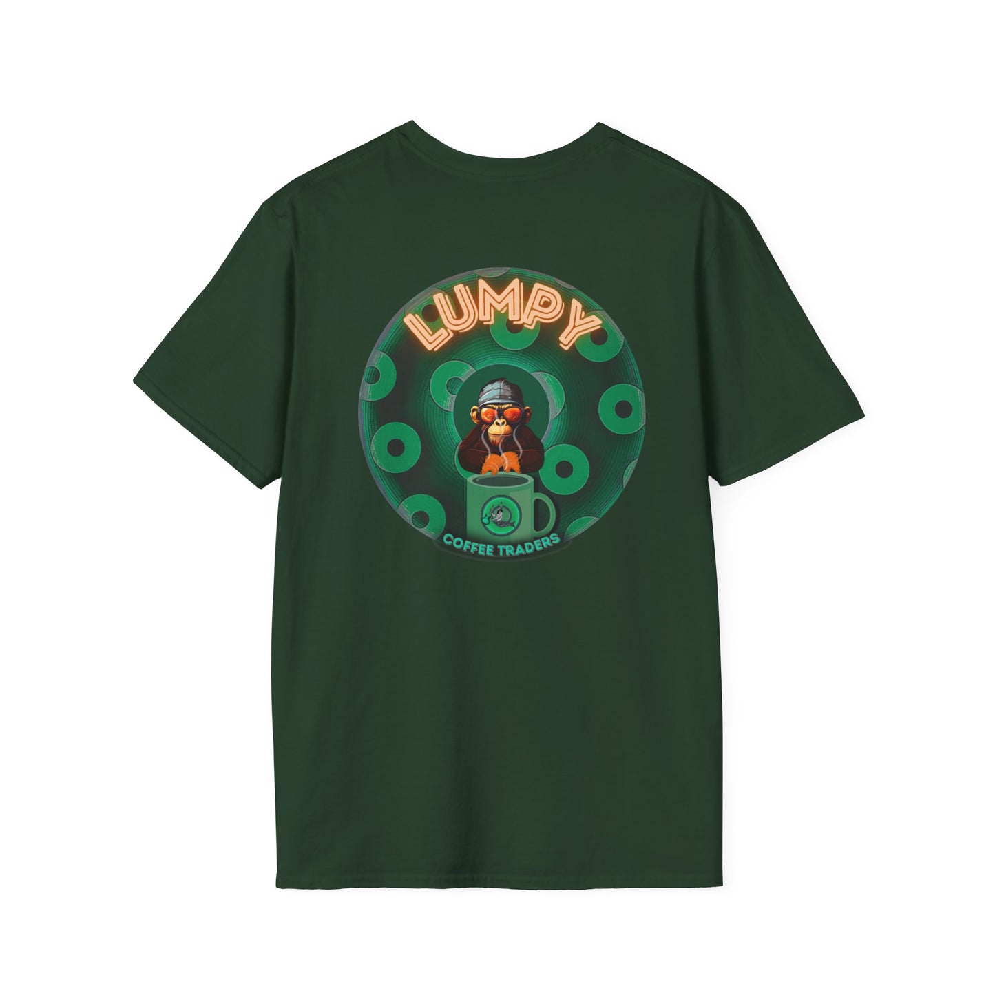 Lumpy Coffee Traders Tee - Unisex Soft-Style - "Taboo, taboot!" - paradoxical logo donut - variant 2 - taboo, taboot front/logo back