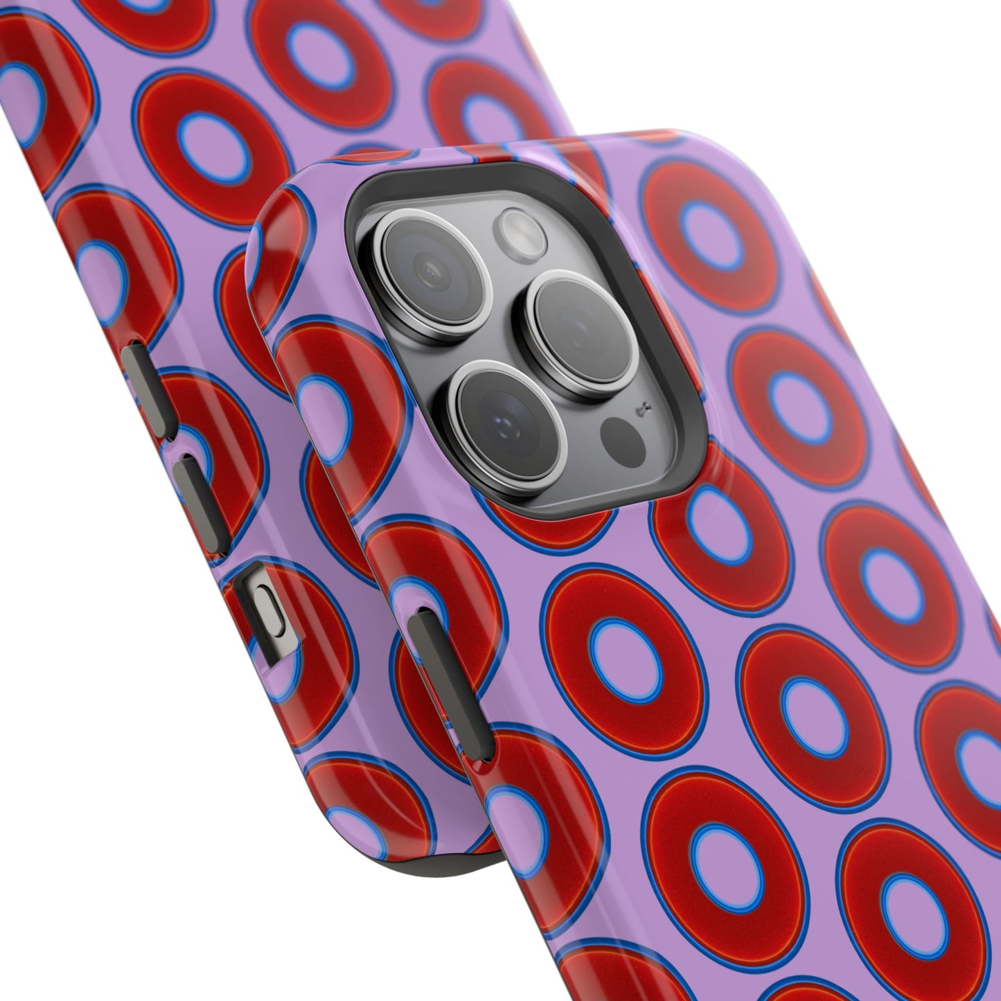 Magnetic Tough Donut Case - red vivid donut print w/wisteria purple background