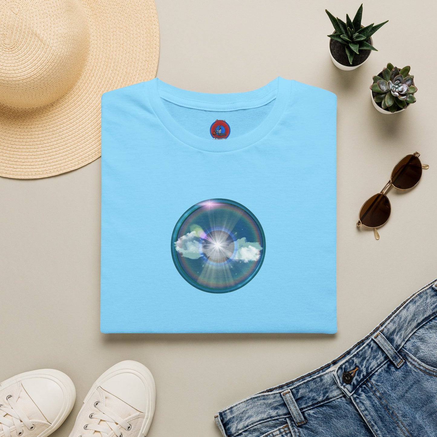 Classic Donut Tee - Unisex Soft-Style - "The Original Divided Donut' - light blue sky donut