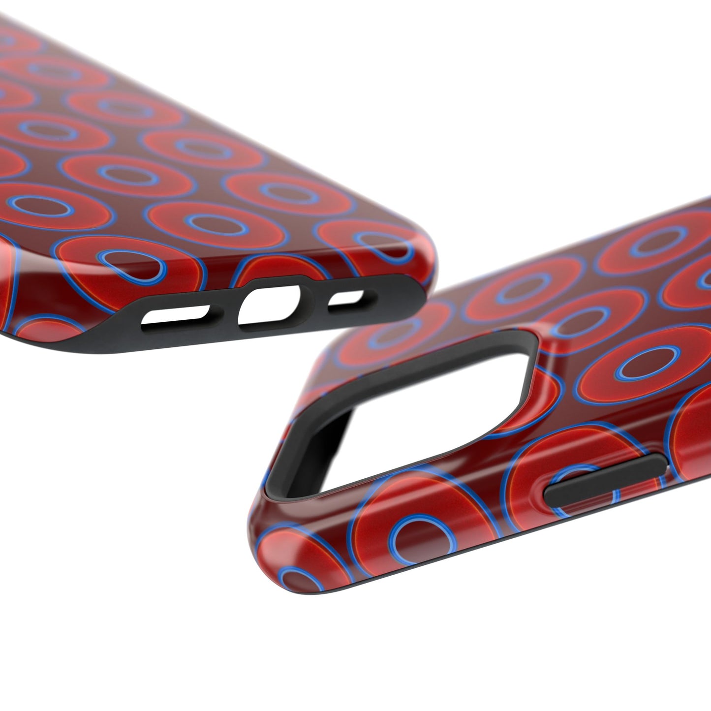 Magnetic Tough Donut Case - red vivid donut print w/dark red background