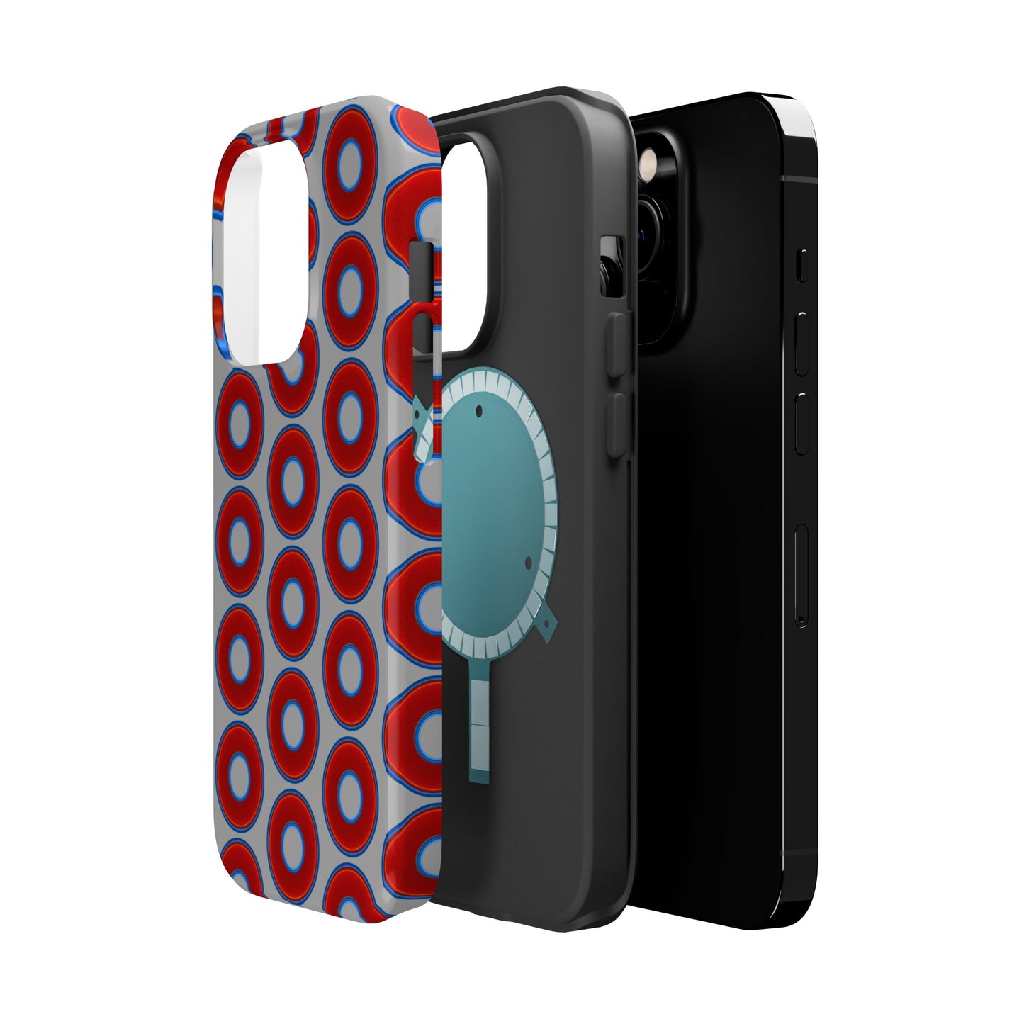 Magnetic Tough Donut Case - red vivid donut print w/light gray background