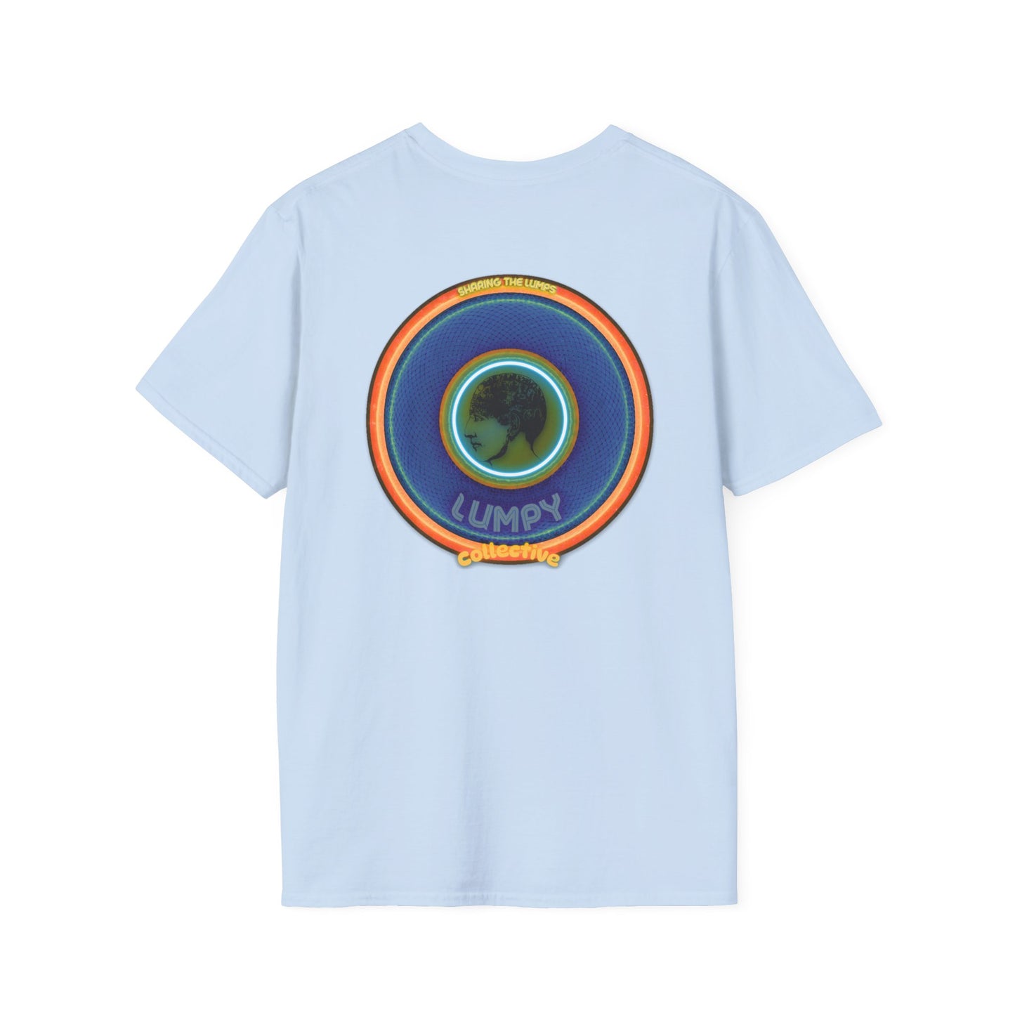 Classic Donut Tee - Unisex Soft-Style - "Lumpy Collective Donut" - blue/orange lumpy donut - variant 4
