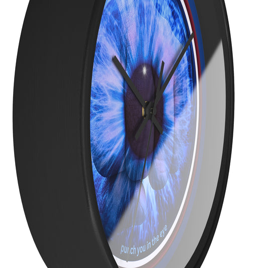 Lumpy Wall Clock - "Wilson's Eye Soar of a Donut Clock" variant 2 - blue idonut w/dark blue background