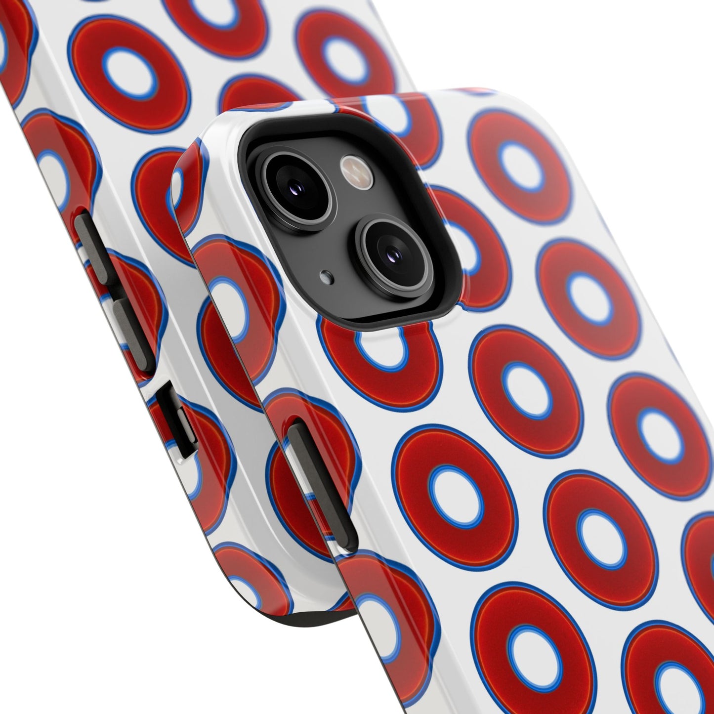 Impact-Resistant Lumpy Donut Case - red vivid donut print w/white background