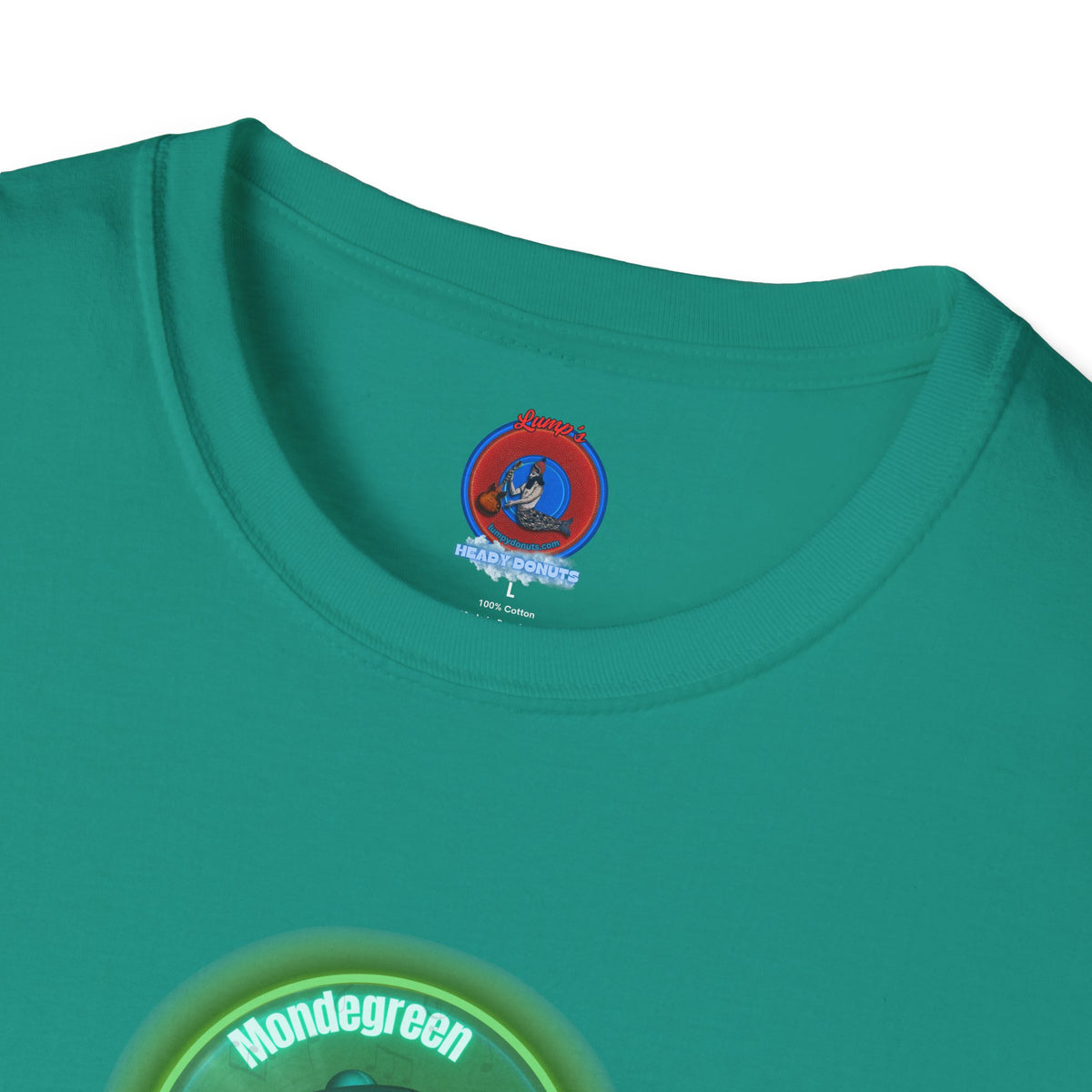 Classic Donut Tee - Unisex Soft-Style - "Close Encounters of the Delaware kind - Mondegreen Donut"  " variant 1 - green donut