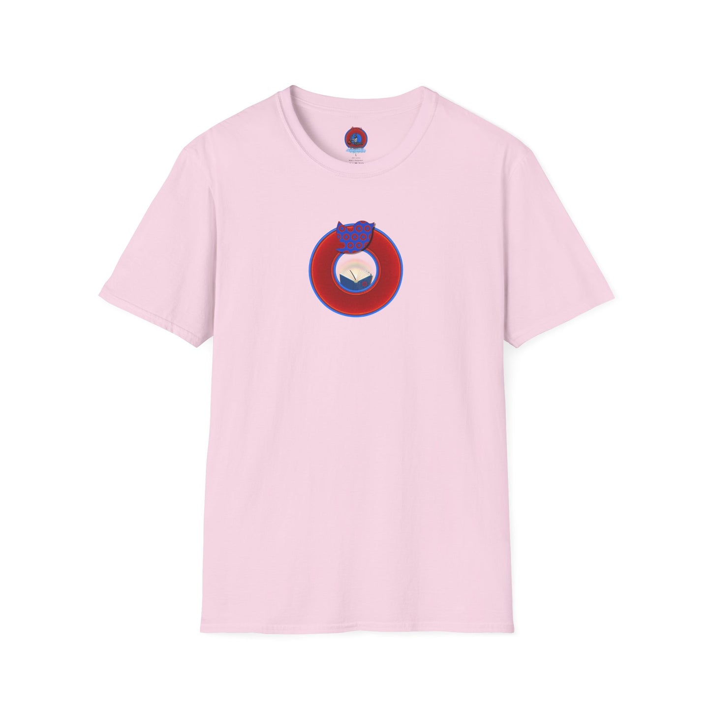 Classic Donut Tee - Unisex Soft-Style - "Phamous Mocking Donut" - vivid red/blue donut