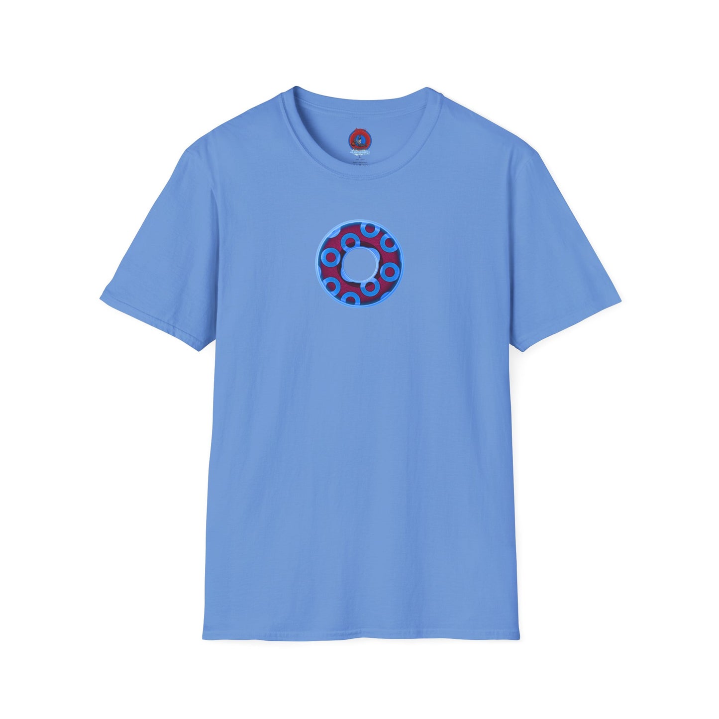 Plain Donuts/Unisex Soft-Style - "Plain Rustic Paradoxical Donuts" - light blue/burgundy donuts