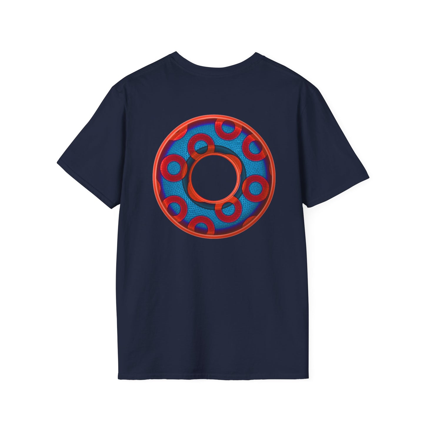 Plain Donuts/Unisex Soft-Style - "Plain Rustic Paradoxical Donuts" - red/light royal blue donuts