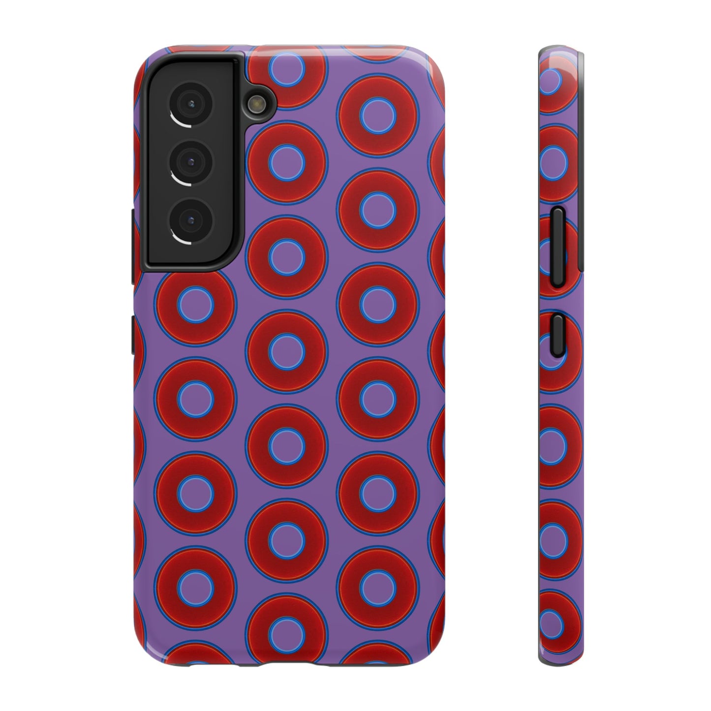 Impact-Resistant Lumpy Donut Case - red vivid donut print w/light purple background