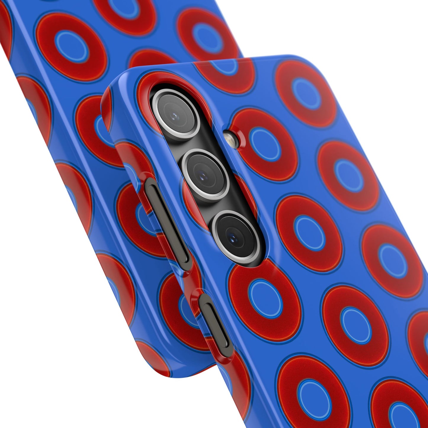Lumpy Donut Snap Case - red vivid donut print w/medium royal blue background