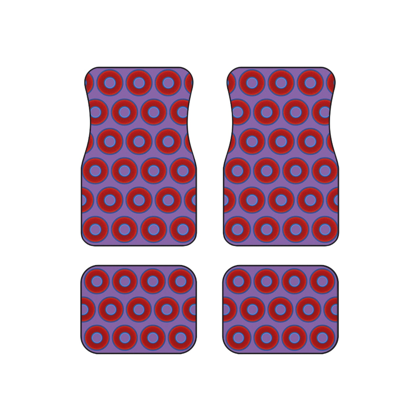 Contacted Car Mats - vivid donut print w/light purple background