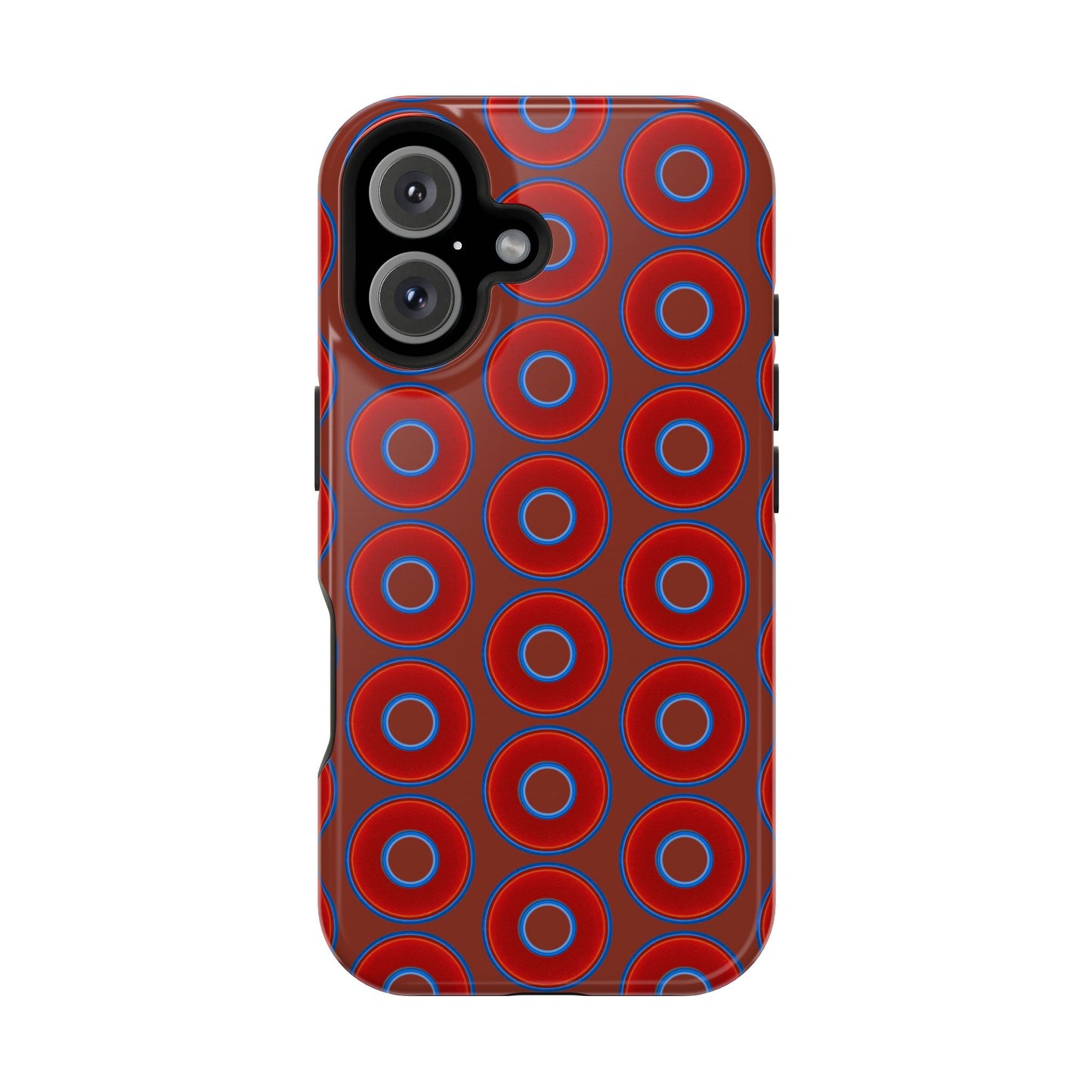 Magnetic Tough Donut Case - red vivid donut print w/burnt umber background
