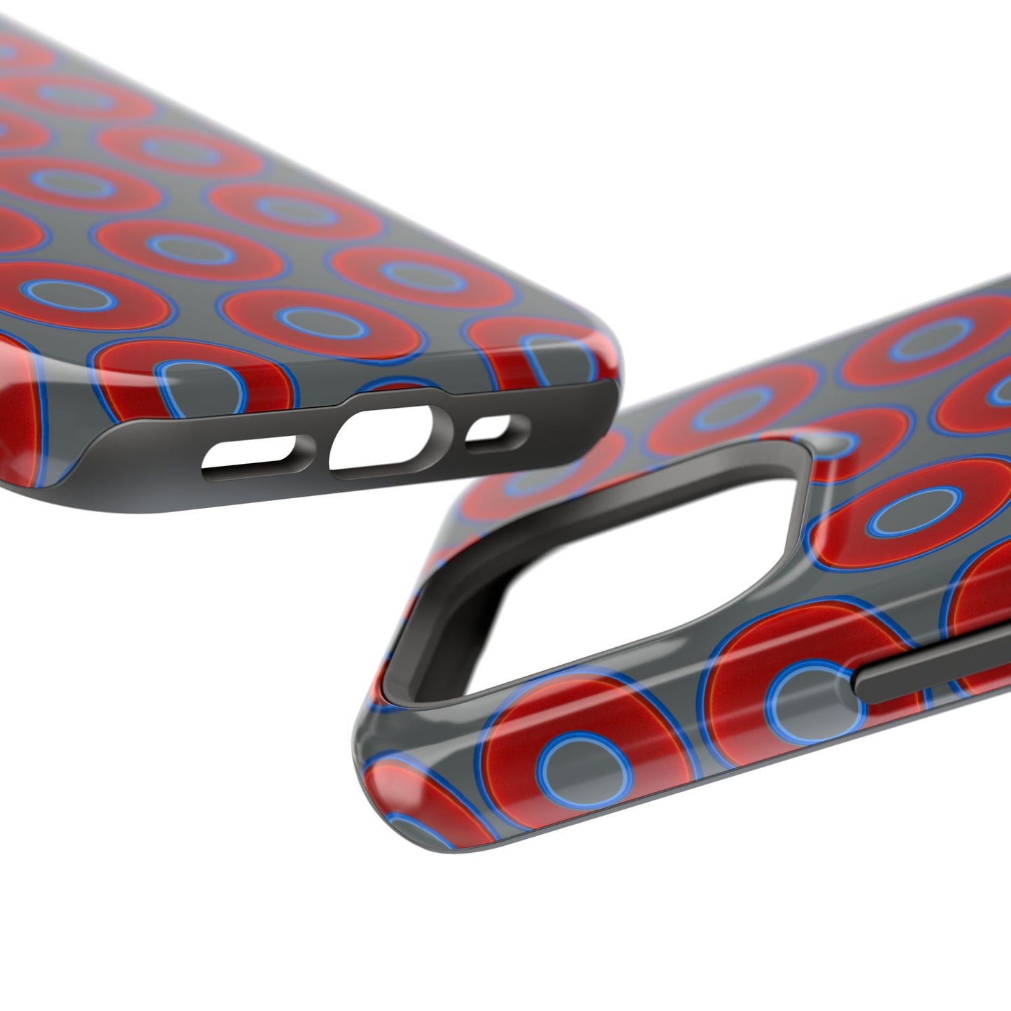 Magnetic Tough Donut Case - red vivid donut print w/dark gray background