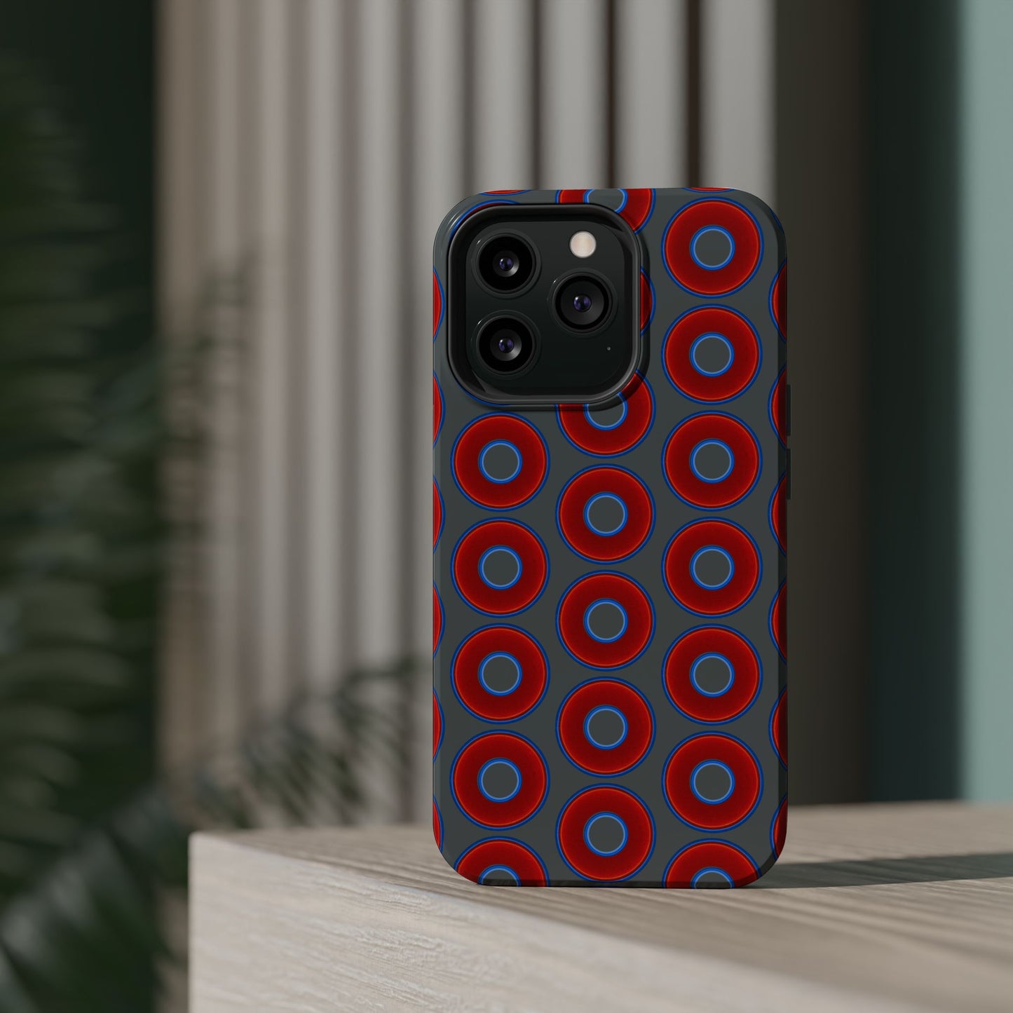 Magnetic Tough Donut Case - red vivid donut print w/dark gray background
