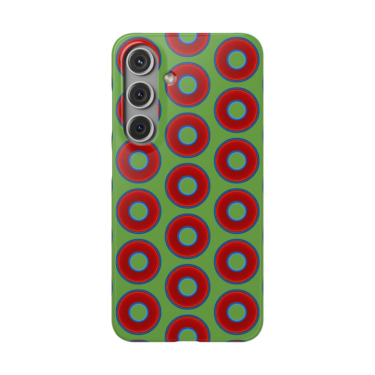 <Lumpy Donut Snap Case - red vivid donut print w/light green background