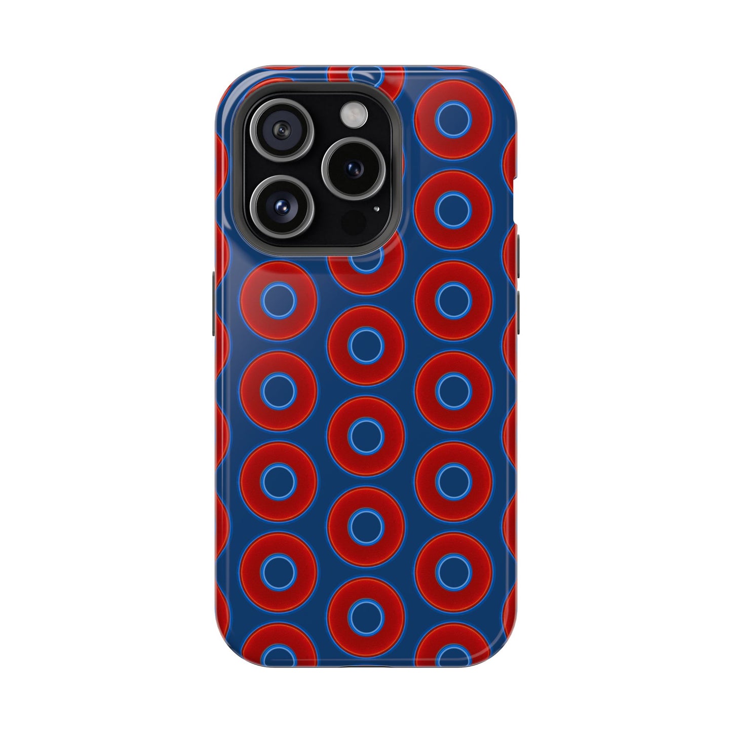 Magnetic Tough Donut Case - red vivid donut print w/Atlantic navy blue background