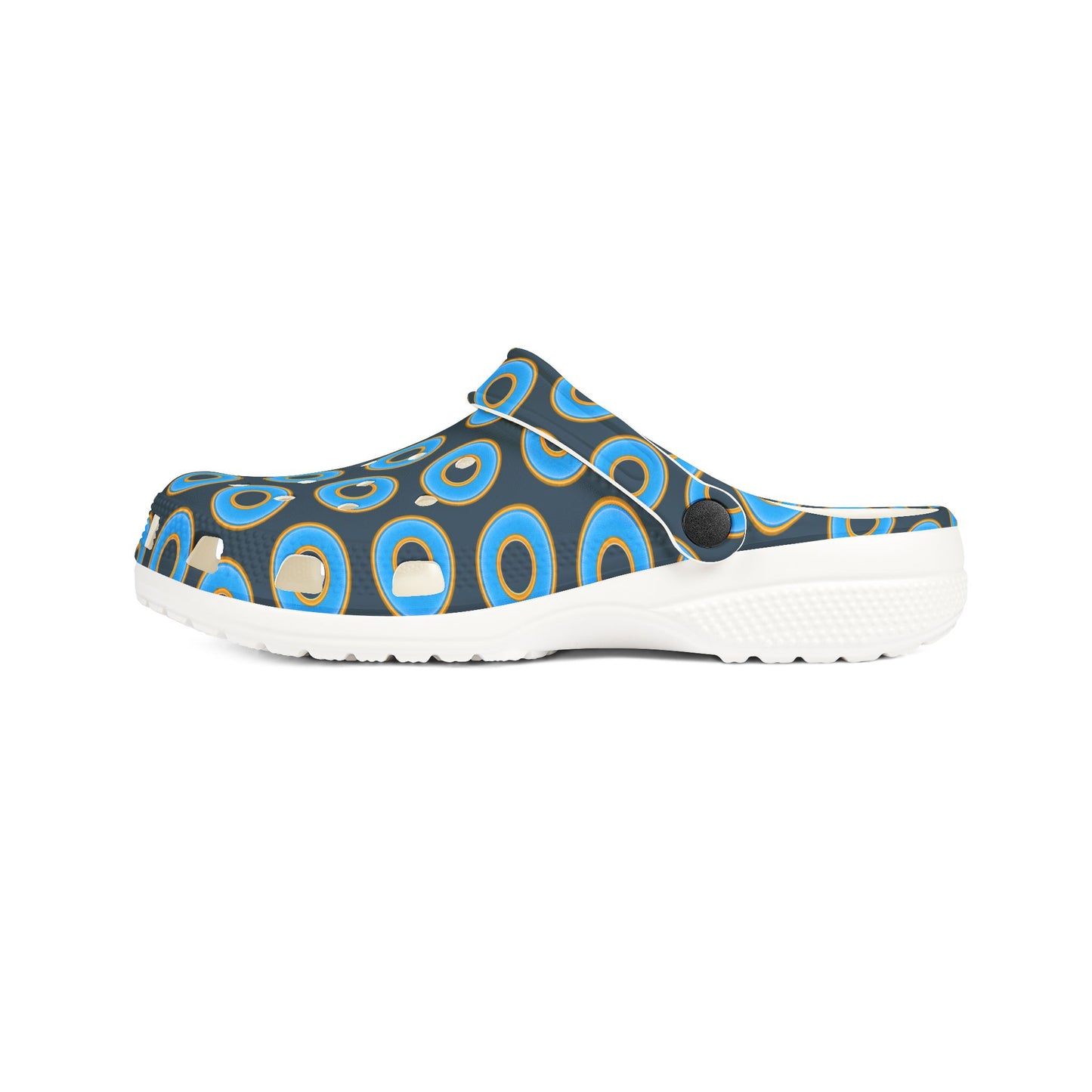 Spatchcocks - donut slip-on shoes - light blue rustic donuts w/dark gray-blue background [unisex]