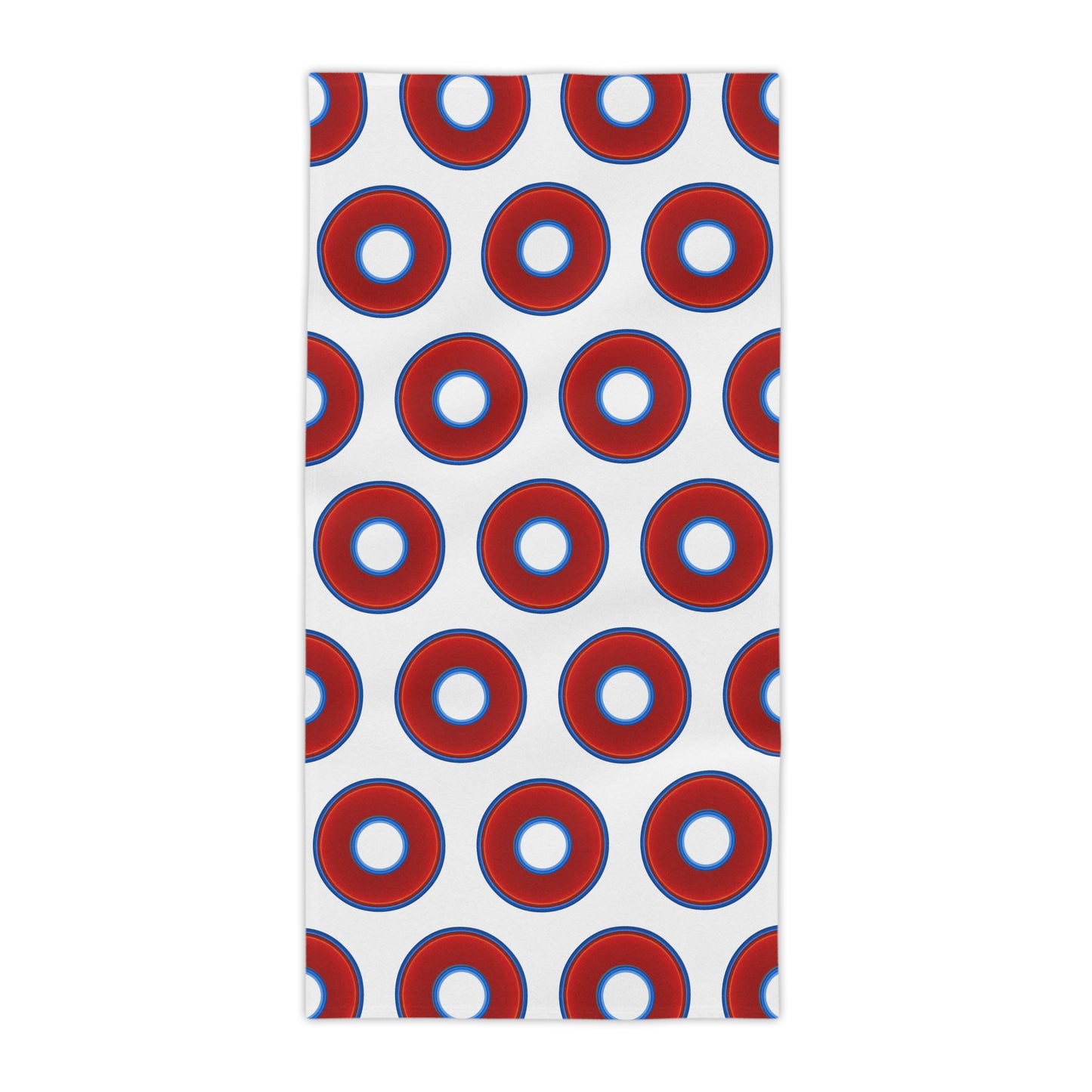 Lumpy Donut Towels - vivid red donuts w/white background