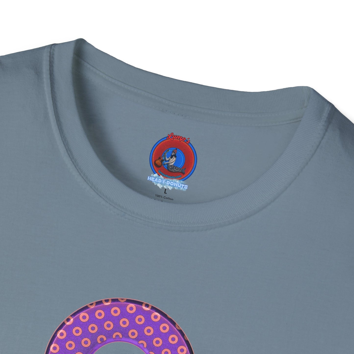 Plain Donuts/Unisex Soft-Style - "Plain Electric Paradoxical Donuts" - light purple/coral donuts