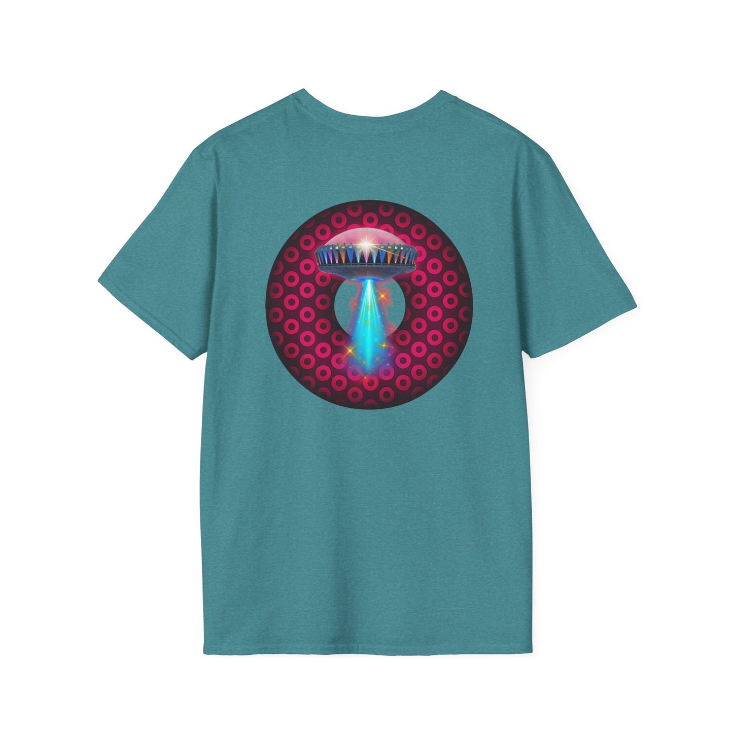 Classic Donut Tee - Unisex Soft-Style - "Donuts now Served on the Mothership" - series 1.0  - variant 2  - red/red paradoxical donut
